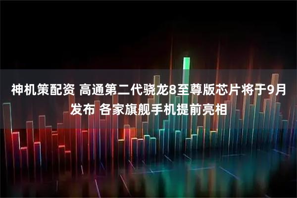 神机策配资 高通第二代骁龙8至尊版芯片将于9月发布 各家旗舰手机提前亮相